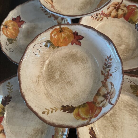 Rachel Ashwell Fall Harvest Pumpkins 6 Melamine Bowls  - salad / soup bowls. - Picture 1 of 3